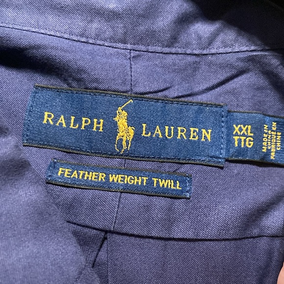Ralph Lauren  Shirt XXL Blue Featherweight Twill Long Sleeve Preppy Red Pony - Picture 4 of 5